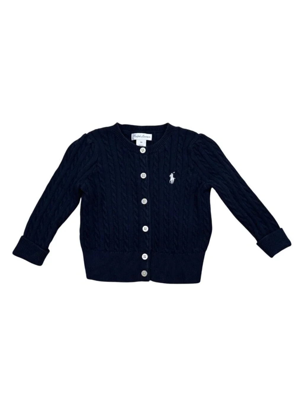 Ralph Lauren Mini Cable Knit Cardigan 9 Month Sweater Unisex Preppy